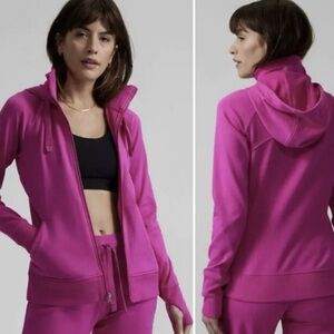 ATHLETA Triumph Hoodie Electric Fuchsia Size S Pink Full Zip Jacket Thumbholes